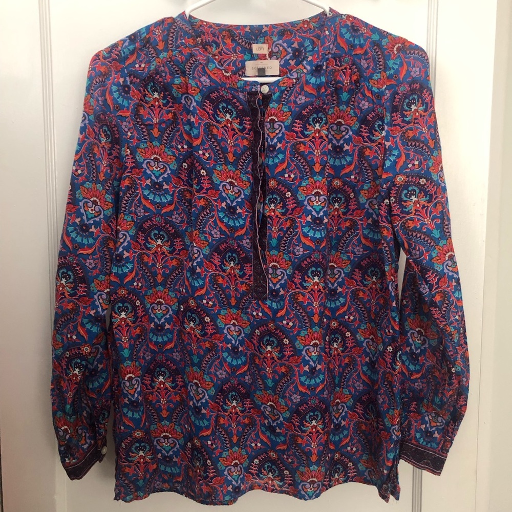 Loft half button up blouse